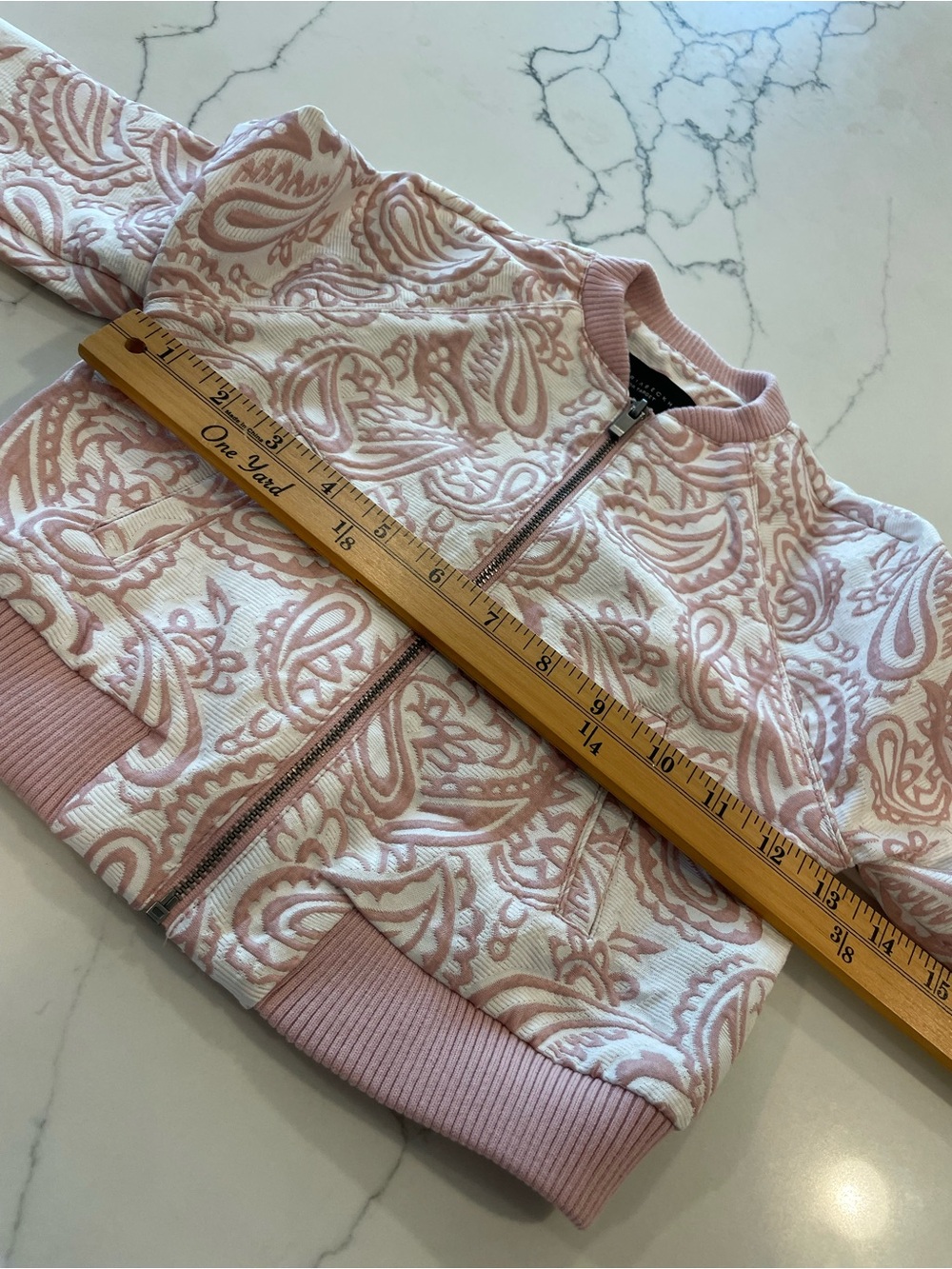 Victoria Beckham Blush-Pink Paisley Girls Bomber Jacket - Picture 12 of 14